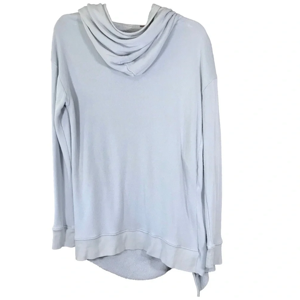 Free People Blue Terry Cloth Hooded Sweater Size Small